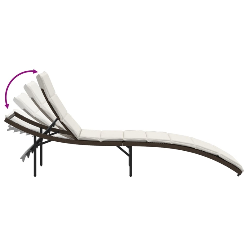 vidaXL Standard PE Rattan Sun Lounger in Brown