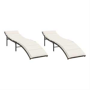 vidaXL Standard PE Rattan Sun Lounger in Brown