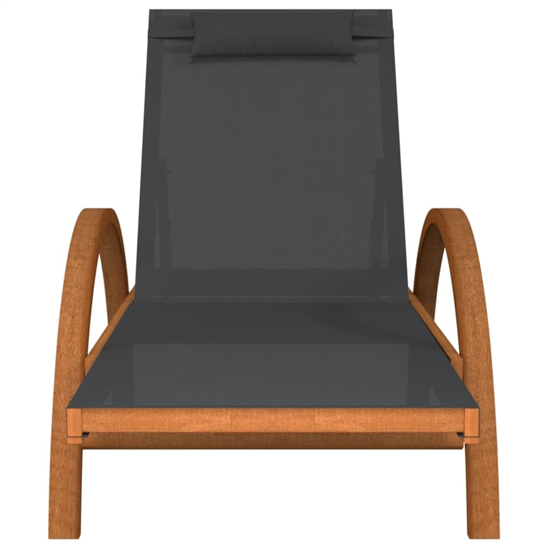 vidaXL Textilene and Solid Poplar Wood Standard Sun Lounger in Gray