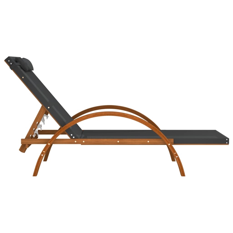 vidaXL Textilene and Solid Poplar Wood Standard Sun Lounger in Gray