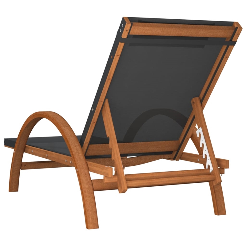 vidaXL Textilene and Solid Poplar Wood Standard Sun Lounger in Gray