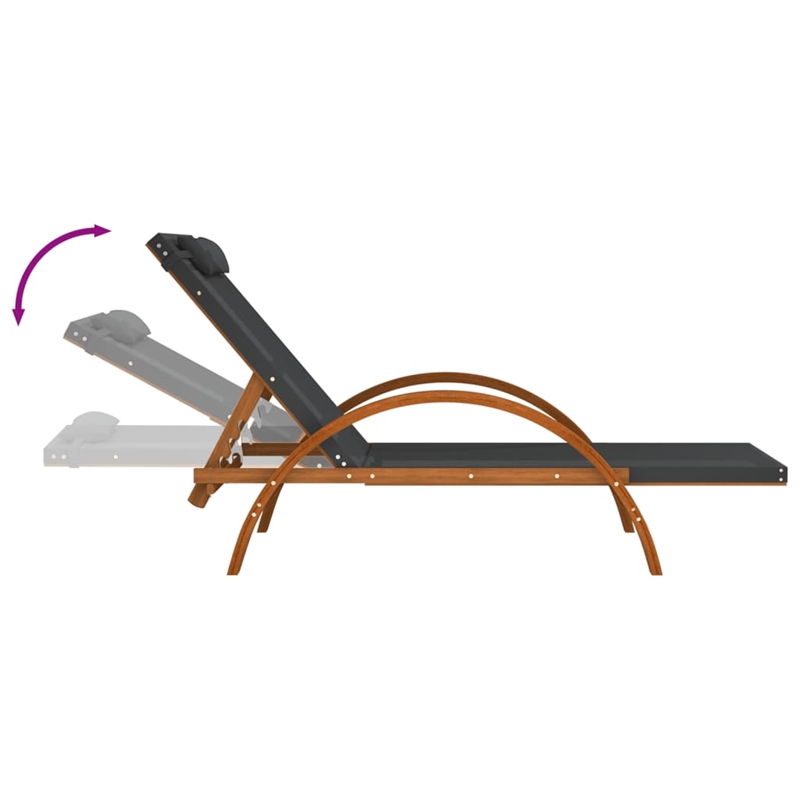 vidaXL Textilene and Solid Poplar Wood Standard Sun Lounger in Gray
