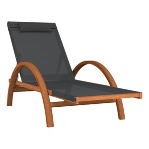 vidaXL Textilene and Solid Poplar Wood Standard Sun Lounger in Gray