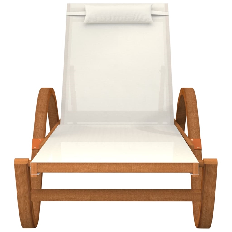 vidaXL Patio Adjustable Armrests Rectangular Sun Lounger in White