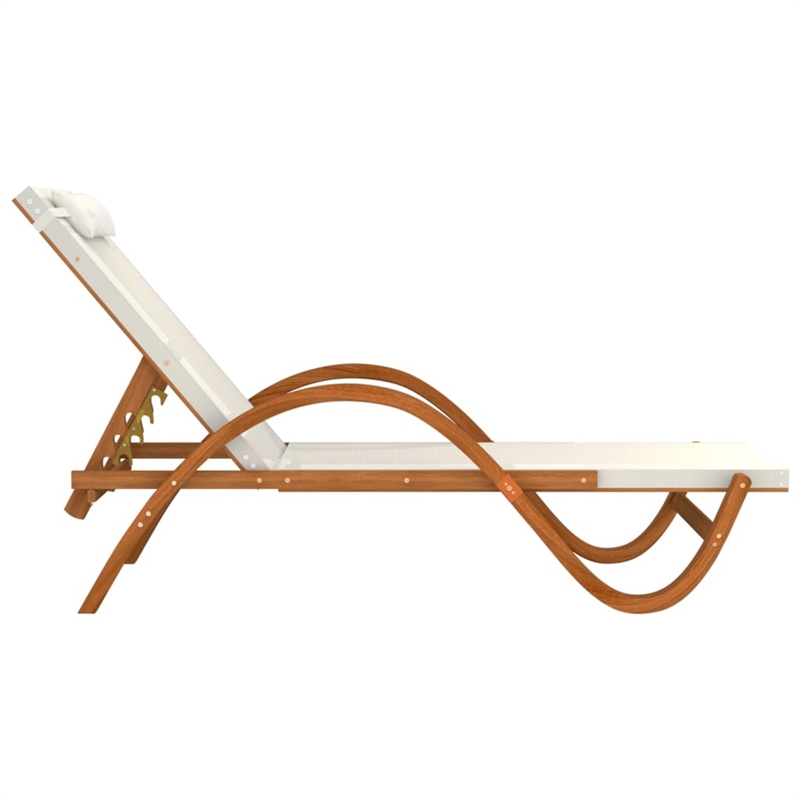 vidaXL Patio Adjustable Armrests Rectangular Sun Lounger in White