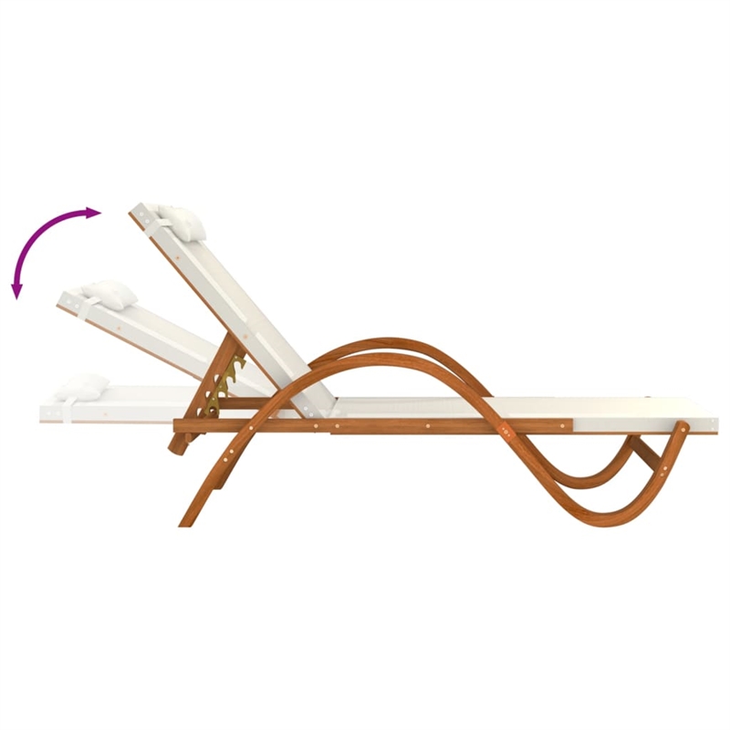 vidaXL Patio Adjustable Armrests Rectangular Sun Lounger in White