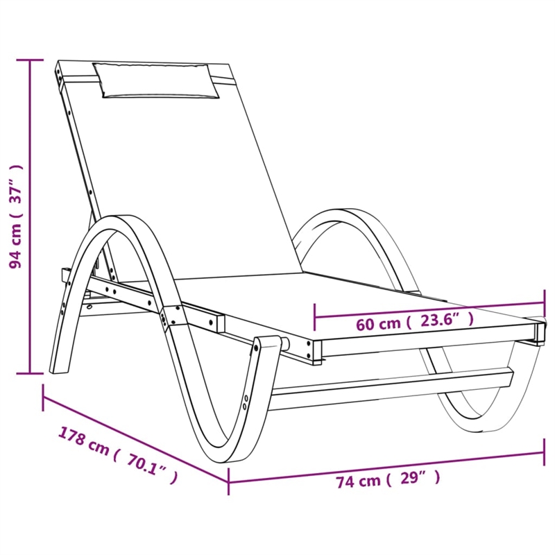 vidaXL Patio Adjustable Armrests Rectangular Sun Lounger in White