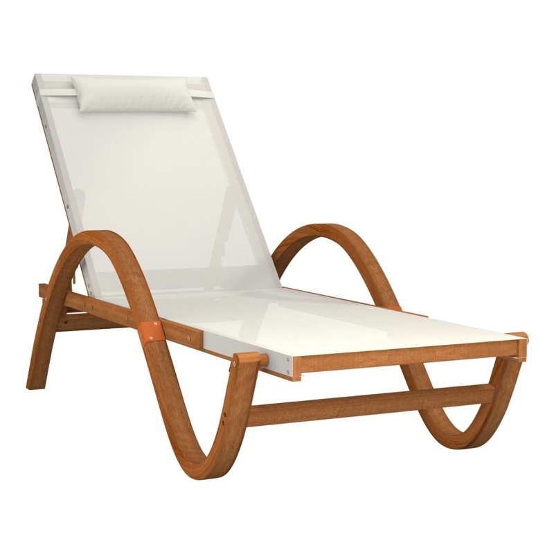 vidaXL Patio Adjustable Armrests Rectangular Sun Lounger in White