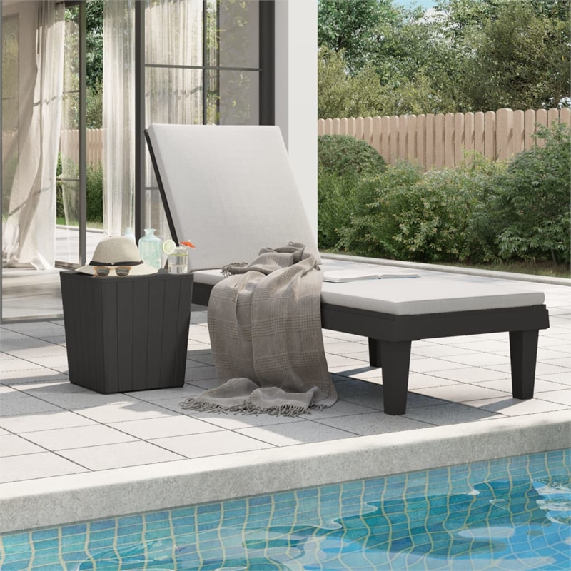 vidaXL Polypropylene Standard Sun Lounger with Adjustable Armrests in Black
