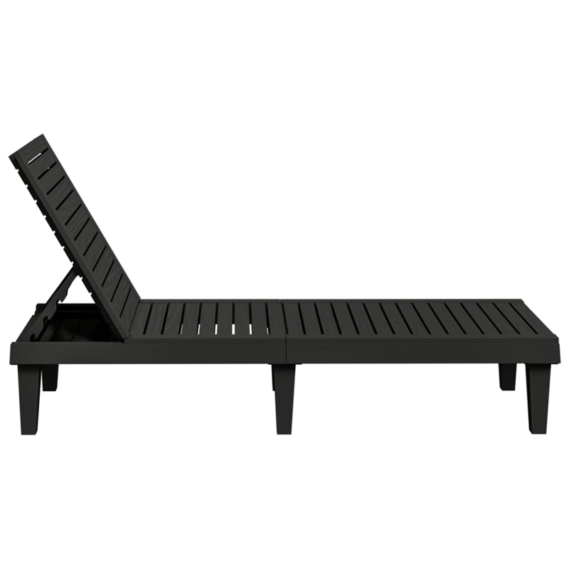 vidaXL Polypropylene Standard Sun Lounger with Adjustable Armrests in Black