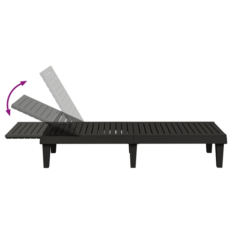 vidaXL Polypropylene Standard Sun Lounger with Adjustable Armrests in Black