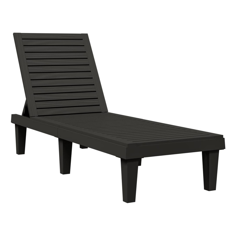vidaXL Polypropylene Standard Sun Lounger with Adjustable Armrests in Black