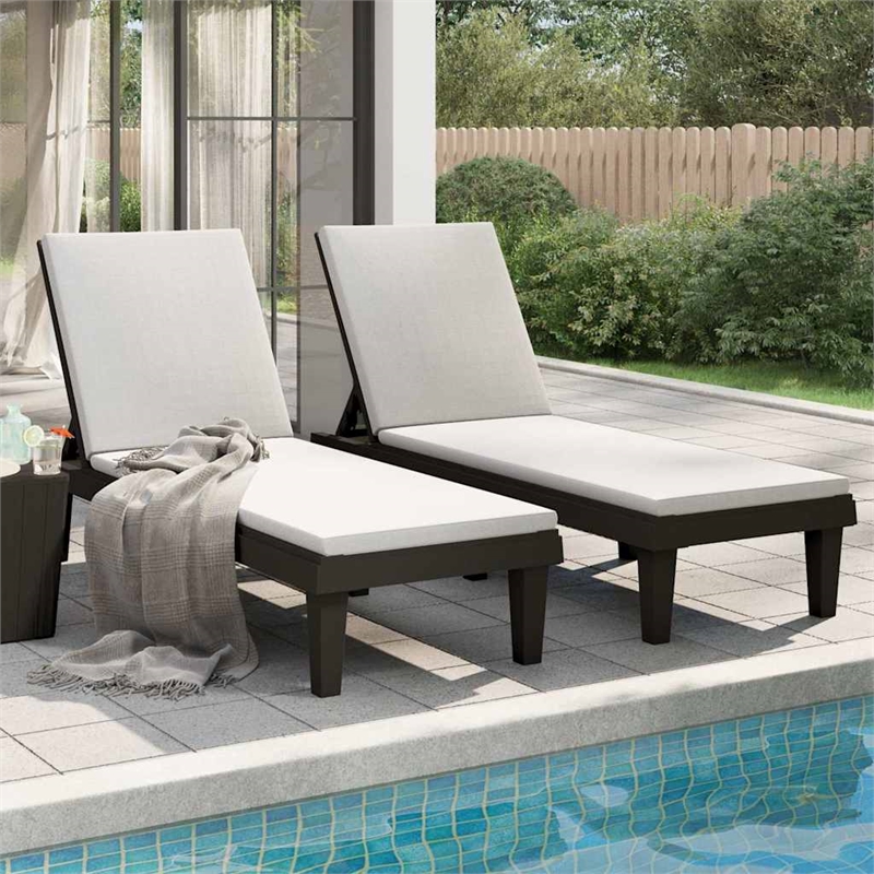 vidaXL Polypropylene Medium Sun Lounger in Black (Set of 2)