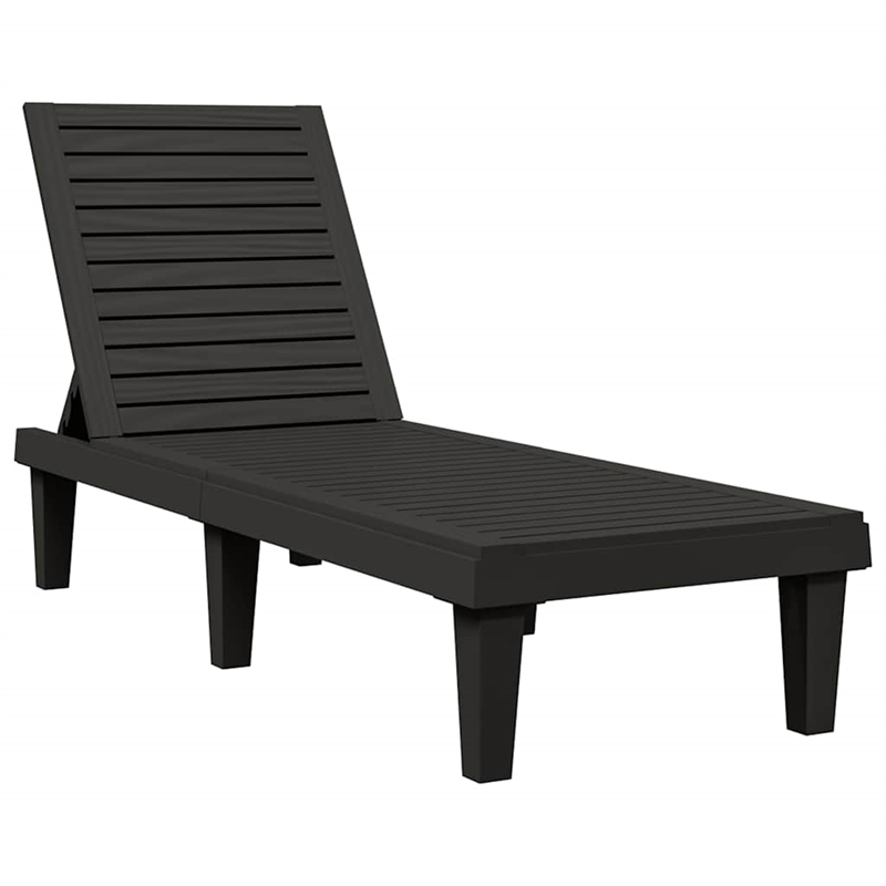 vidaXL Polypropylene Medium Sun Lounger in Black (Set of 2)