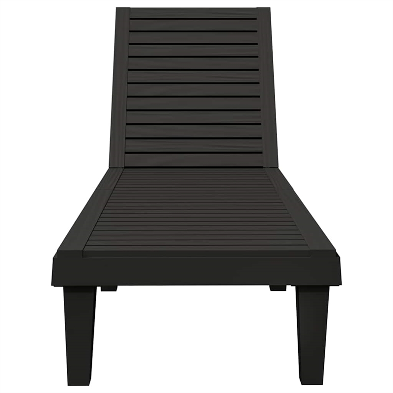 vidaXL Polypropylene Medium Sun Lounger in Black (Set of 2)