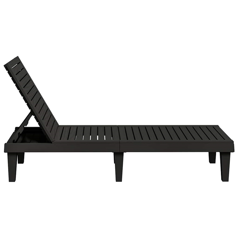 vidaXL Polypropylene Medium Sun Lounger in Black (Set of 2)