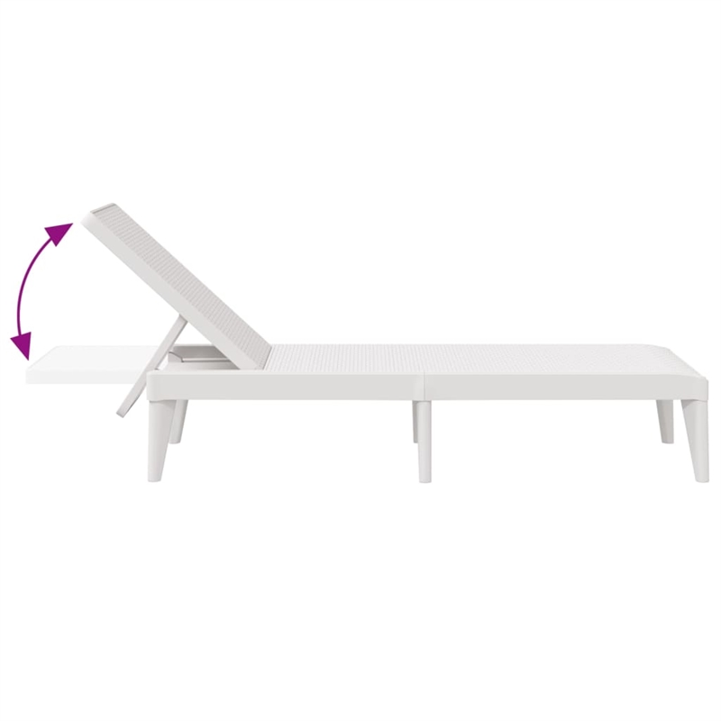 vidaXL Polypropylene Medium Multi-Position Backrest Sun Lounger in White