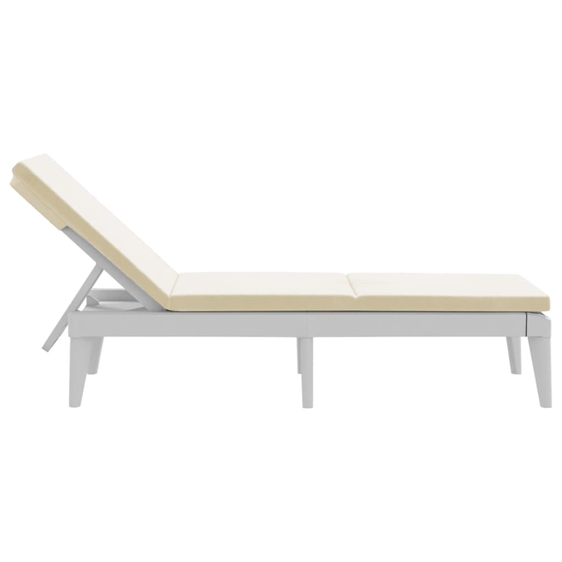 vidaXL Polypropylene Standard Sun Lounger with Adjustable Armrests in White