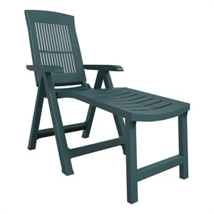 vidaXL Plastic Standard Foldable Sun Lounger in Green