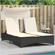 vidaXL Patio PE Rattan Double Sun Lounger in Black