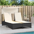 vidaXL Patio PE Rattan Double Sun Lounger in Black