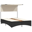 vidaXL Patio PE Rattan Double Sun Lounger in Black