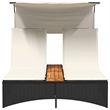vidaXL Patio PE Rattan Double Sun Lounger in Black