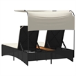 vidaXL Patio PE Rattan Double Sun Lounger in Black
