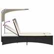 vidaXL Patio PE Rattan Double Sun Lounger in Black