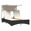vidaXL Patio PE Rattan Double Sun Lounger in Black