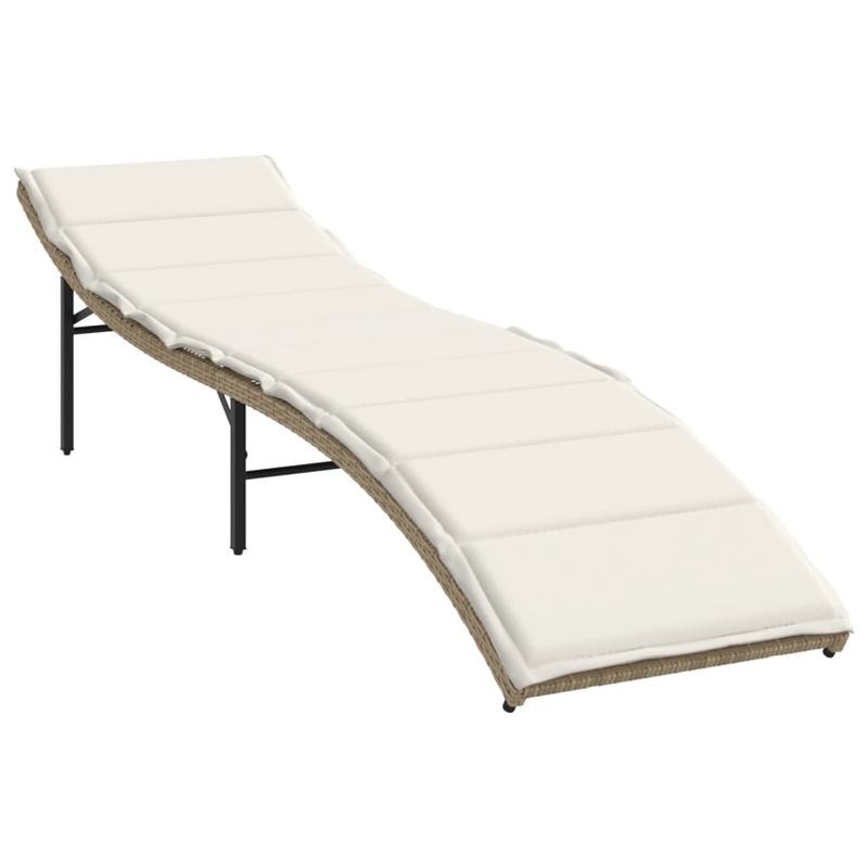 vidaXL Extra Long PE Rattan Outdoor Adjustable Sun Lounger in Beige