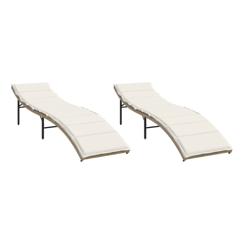 vidaXL Extra Long PE Rattan Outdoor Adjustable Sun Lounger in Beige