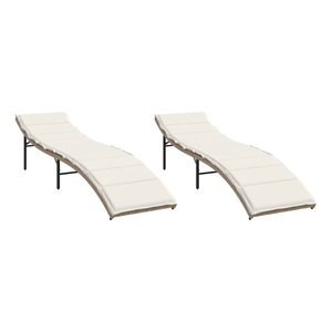 vidaXL Extra Long PE Rattan Outdoor Adjustable Sun Lounger in Beige