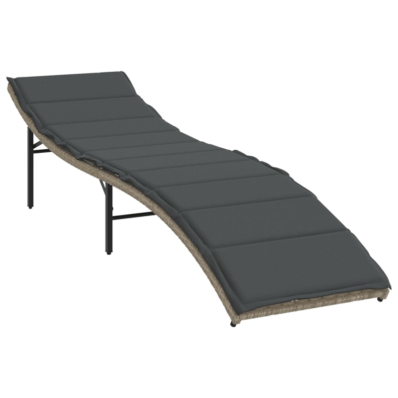 vidaXL Extra Long PE Rattan Sun Lounger in Light Gray