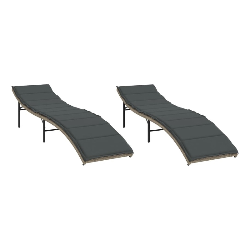 vidaXL Extra Long PE Rattan Sun Lounger in Light Gray