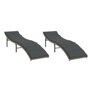 vidaXL Extra Long PE Rattan Sun Lounger in Light Gray