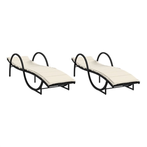 vidaXL Large PE Rattan & Powder-Coated Steel Sun Lounger in Black & Cream White