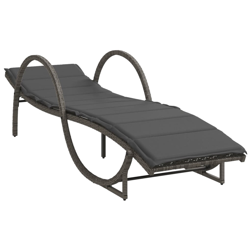 vidaXL PE Rattan  Sun Lounger in Gray