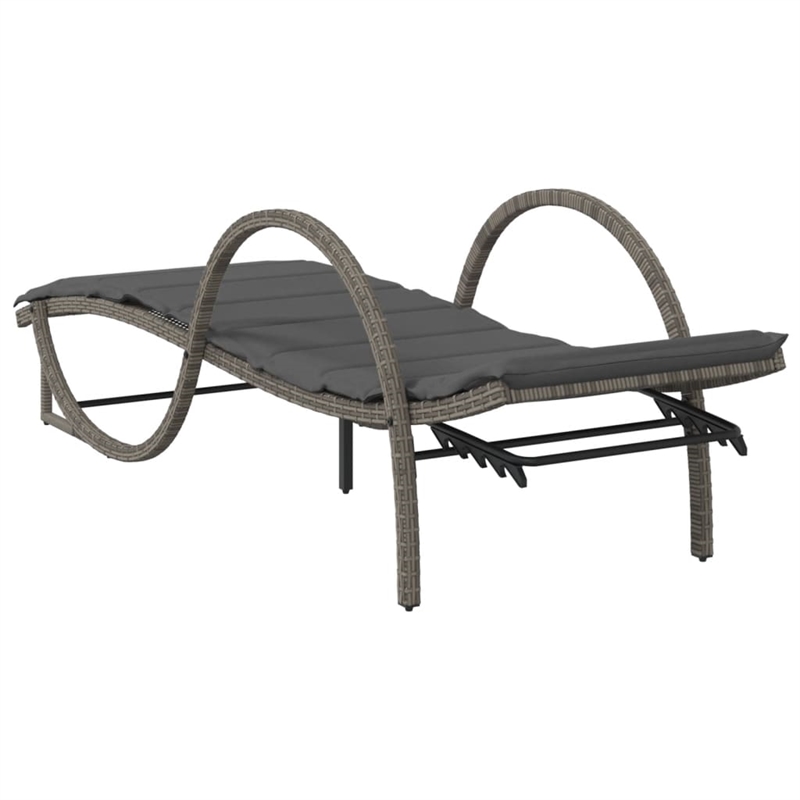 vidaXL PE Rattan  Sun Lounger in Gray
