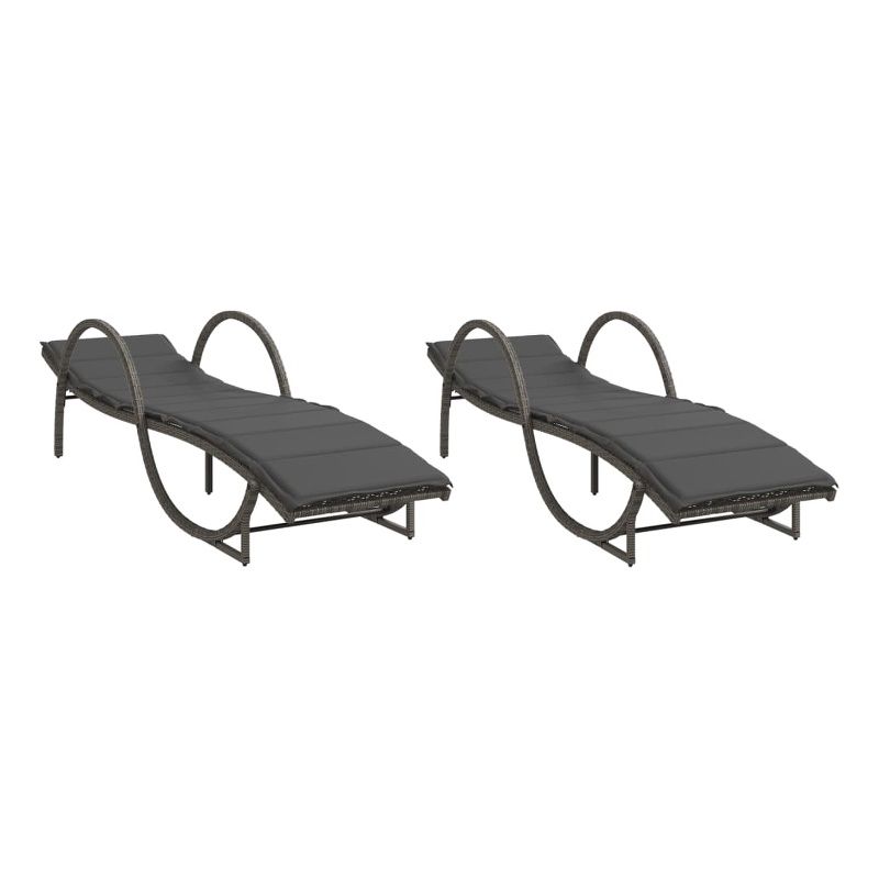 vidaXL PE Rattan  Sun Lounger in Gray