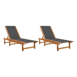 vidaXL Solid Acacia Wood 78.7 x 26.0 x 13.4 in Sun Lounger in Black