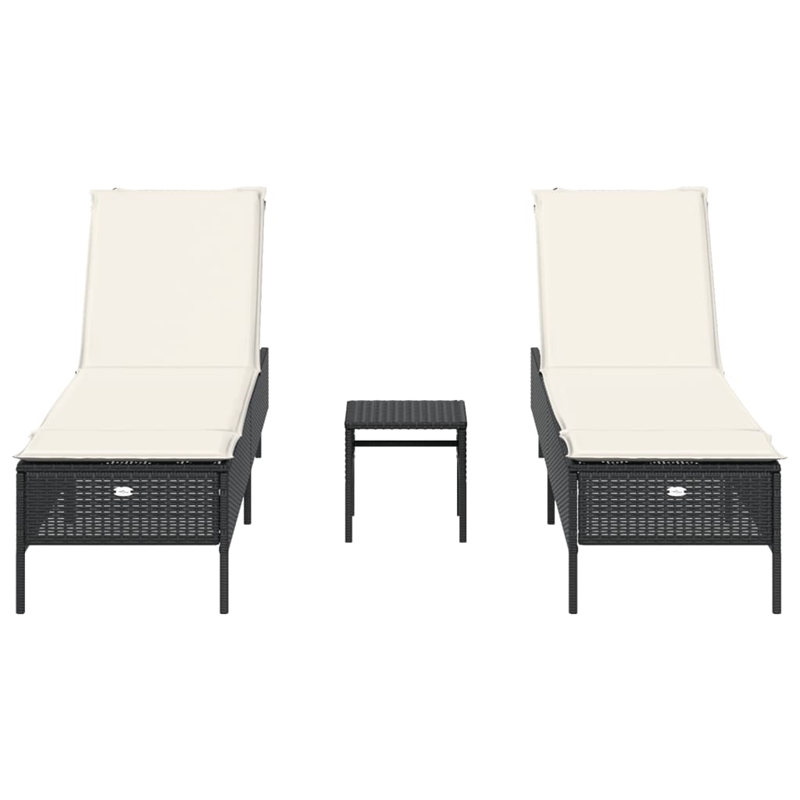 vidaXL  Sun Lounger Set in Black and Cream White