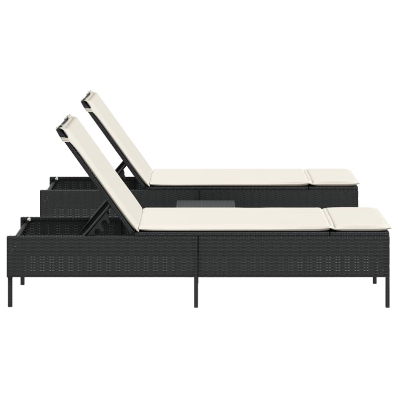 vidaXL  Sun Lounger Set in Black and Cream White
