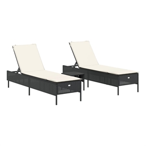 vidaXL  Sun Lounger Set in Black and Cream White