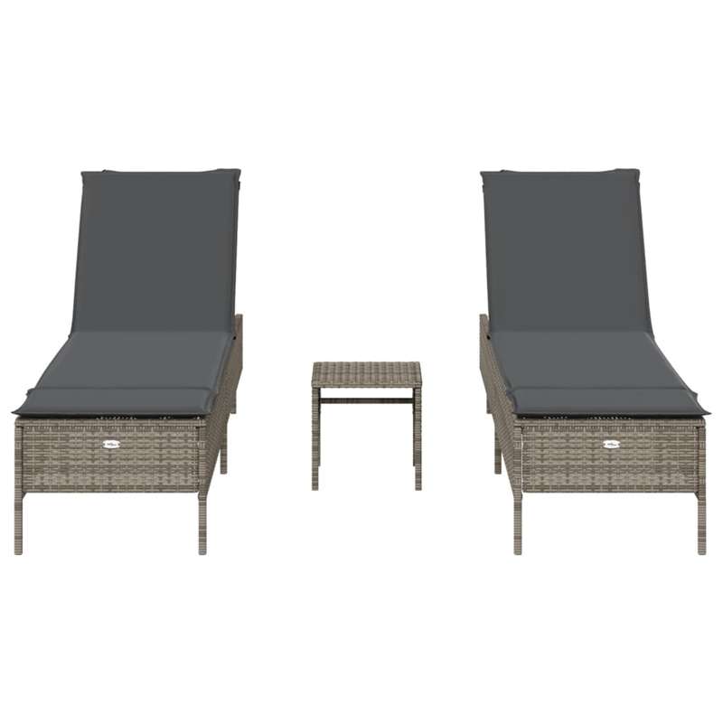 vidaXL PE Rattan Adjustable Height Sun Lounger Set in Gray