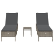 vidaXL PE Rattan Adjustable Height Sun Lounger Set in Gray