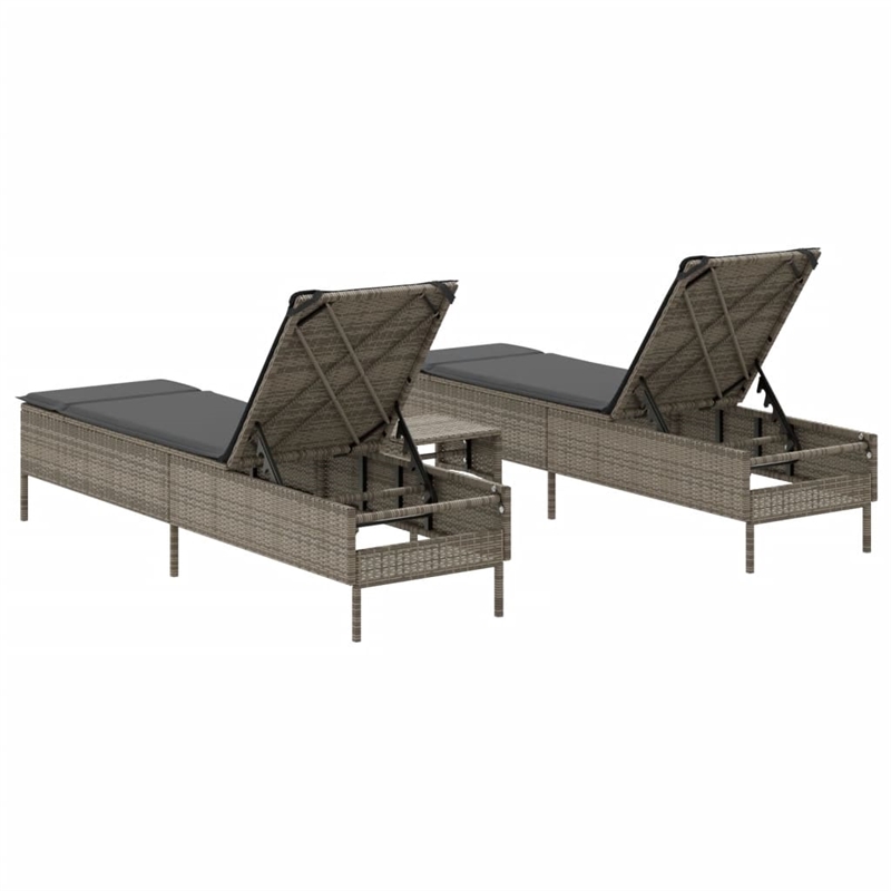 vidaXL PE Rattan Adjustable Height Sun Lounger Set in Gray
