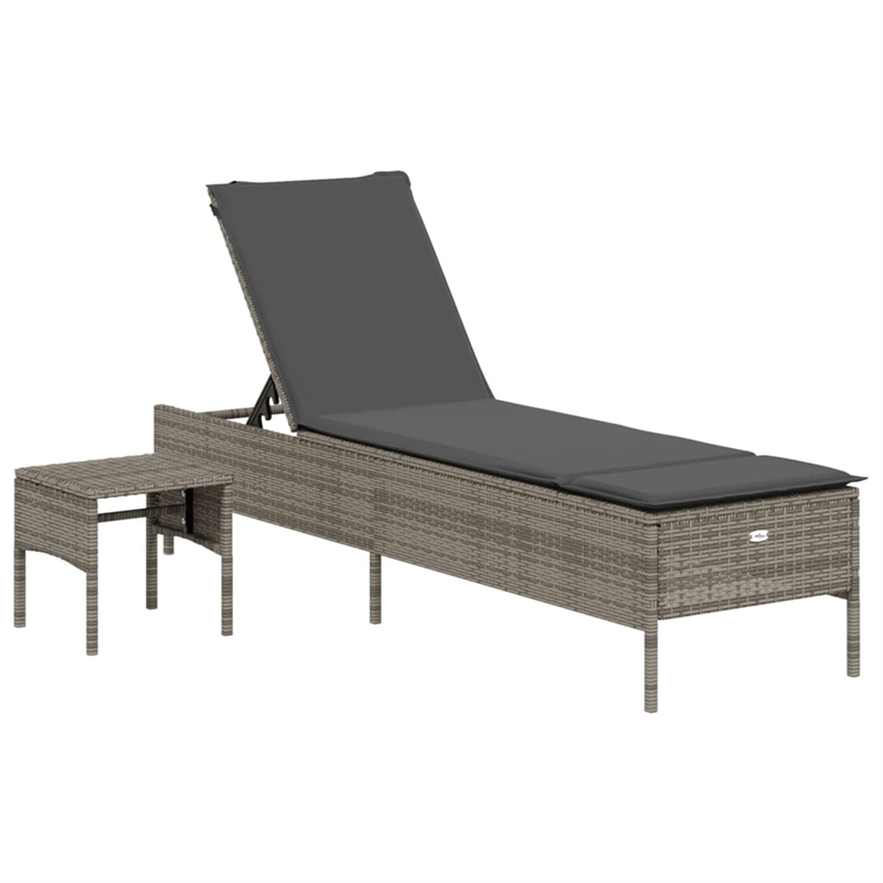 vidaXL PE Rattan Adjustable Height Sun Lounger Set in Gray