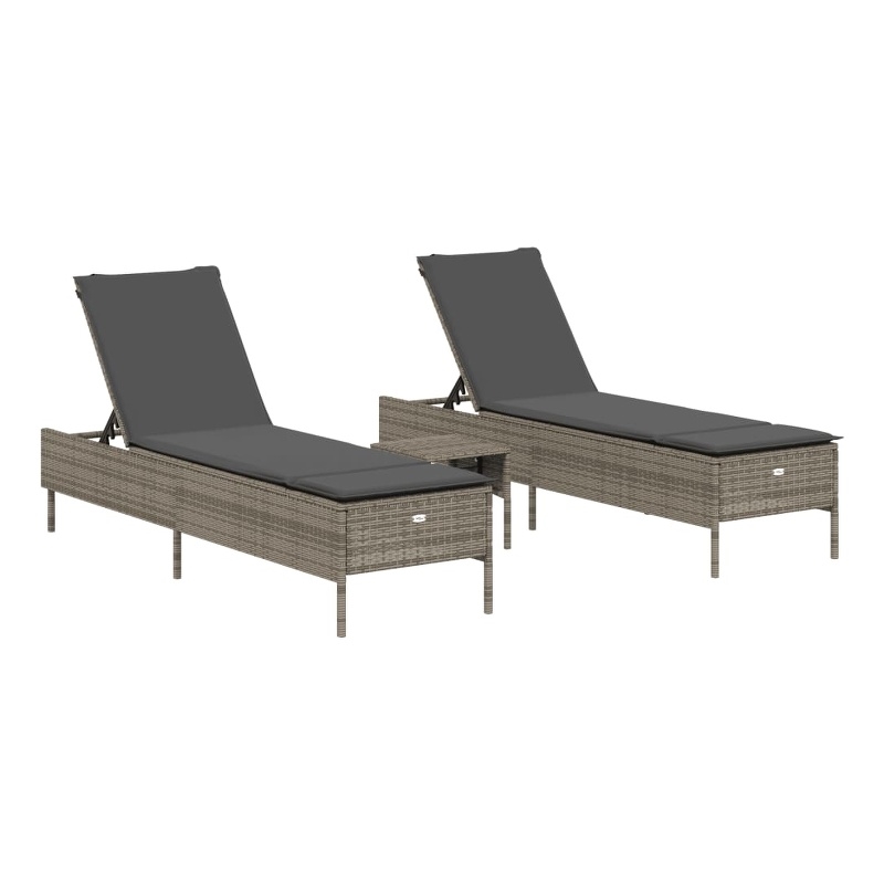 vidaXL PE Rattan Adjustable Height Sun Lounger Set in Gray