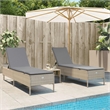 vidaXL PE Rattan Adjustable Armrests Sun Lounger Set in Beige